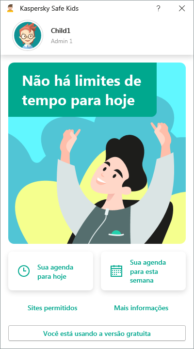 A janela principal do aplicativo com as configurações da conta atual.