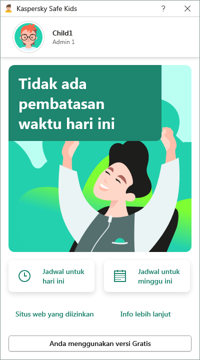 Jendela aplikasi utama dengan pengaturan akun saat ini.