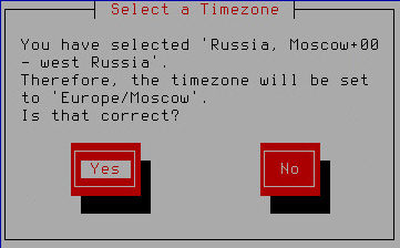 Auswahl der Zeitzone bestätigen