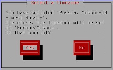 Confirming time zone selection