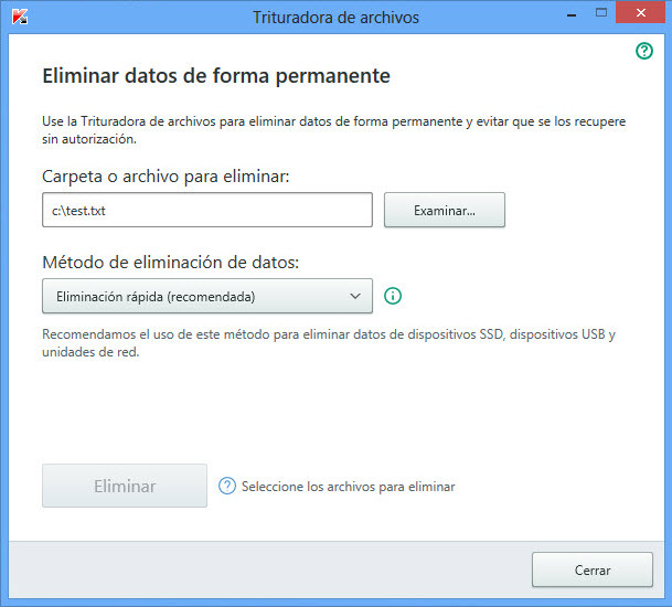 File Shredder window