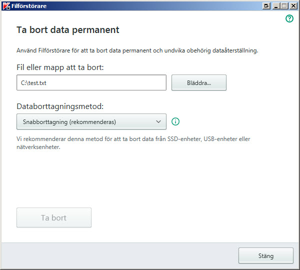 File Shredder window