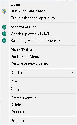 Kontextmenü für ein Objekt in Microsoft Windows