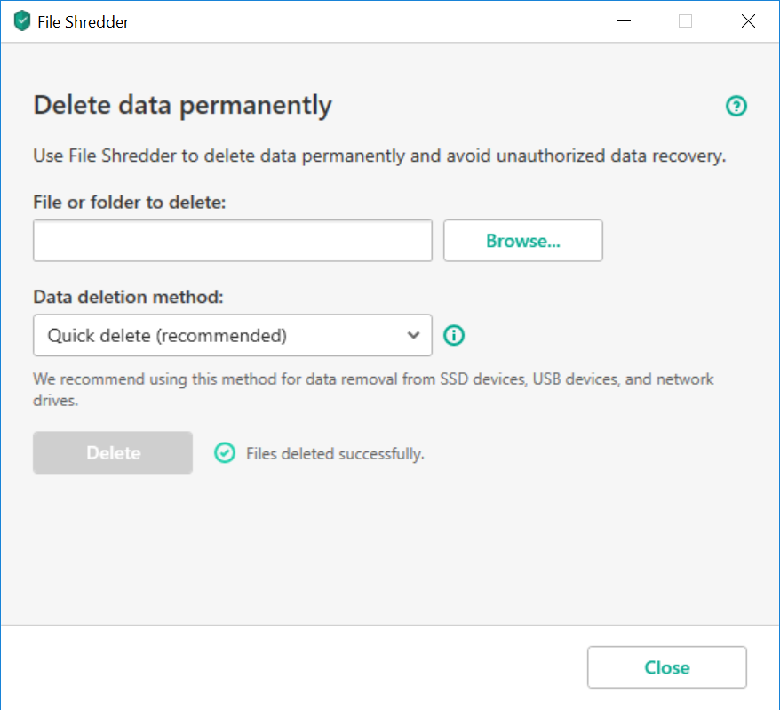 File Shredder window