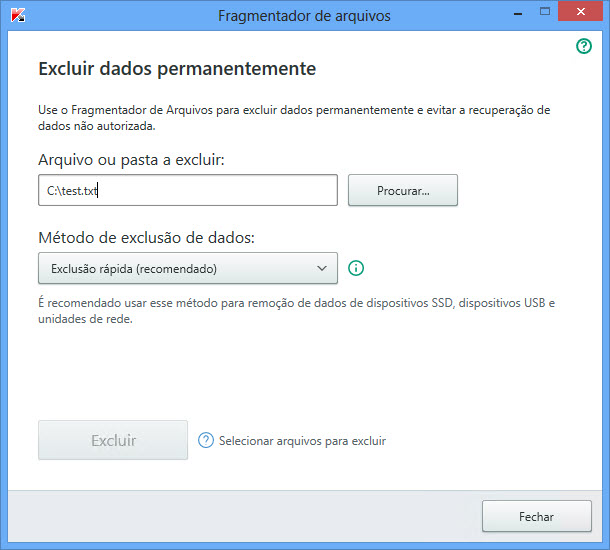 File Shredder window