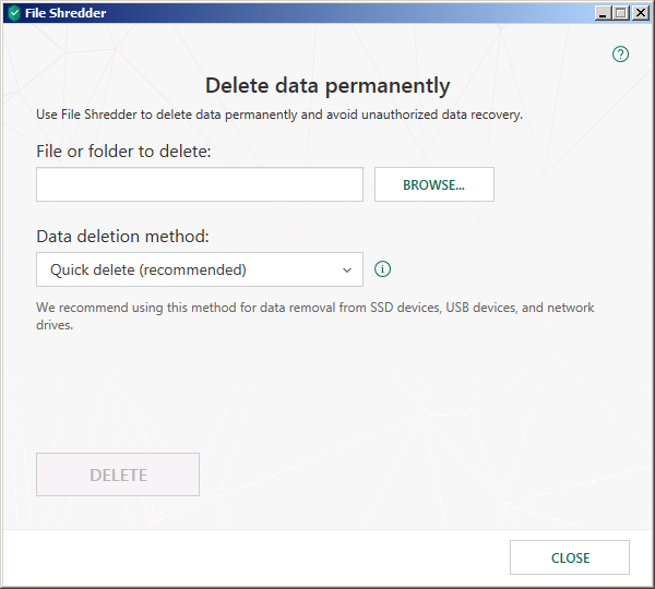 File Shredder window