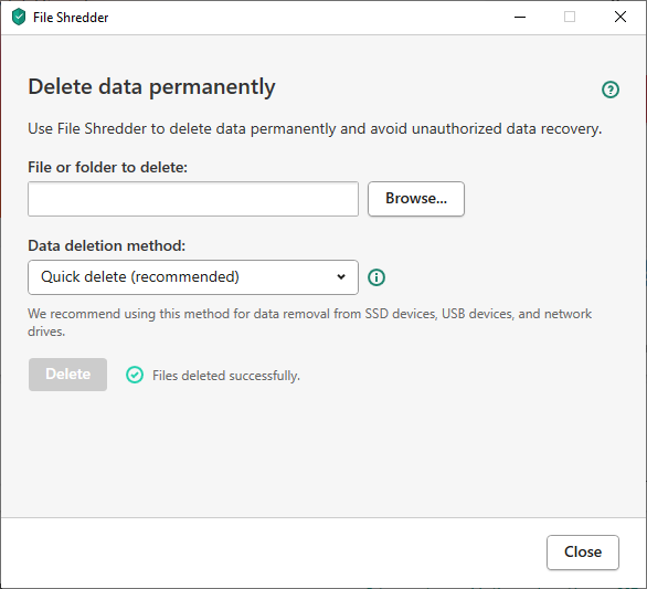 Okno Narzędzie usuwania danych