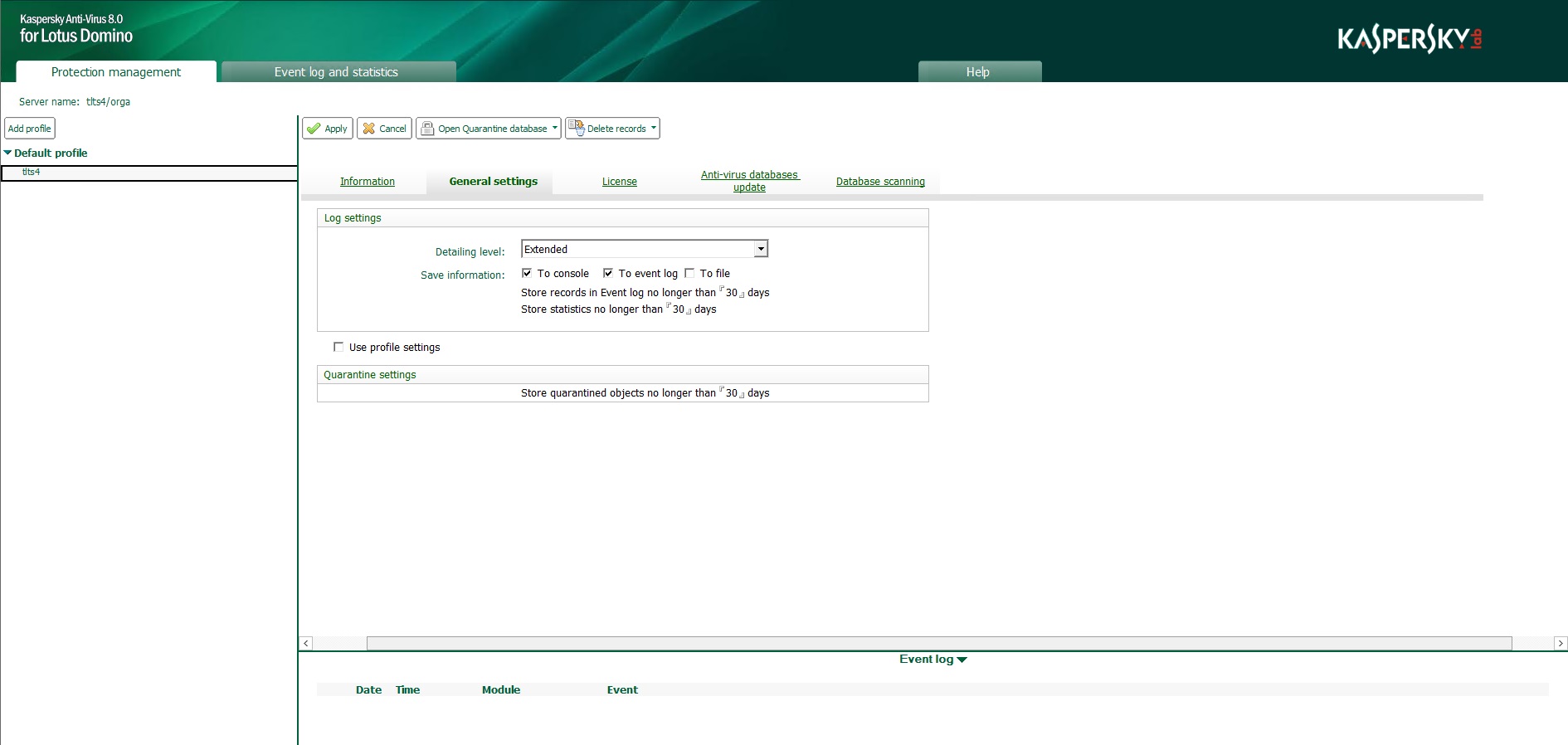 Configuring Quarantine settings