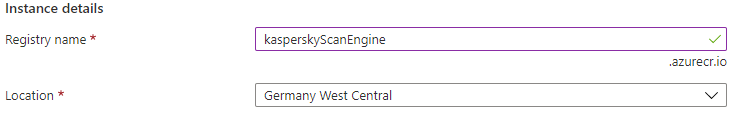 Registry name = kasperskyScanEngine, Location = Germany West Central.