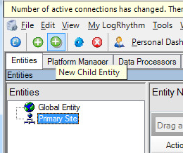 LogRhythm の［New Child Entity］（プラス）。