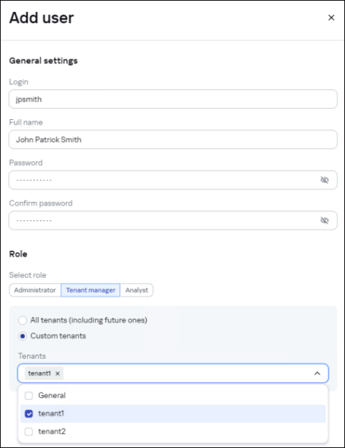 Add user window in CyberTrace.