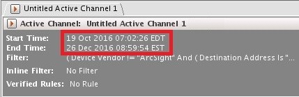 ArcSight での時間間隔の設定。