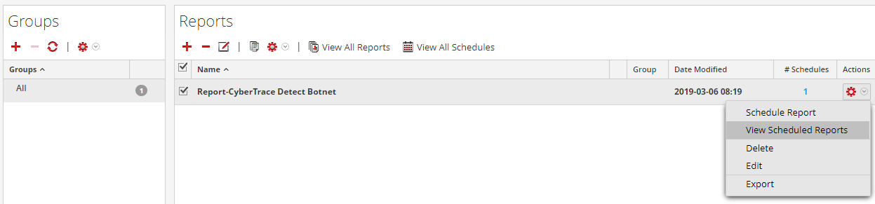 RSA NetWitness の［Reports］ビュー。