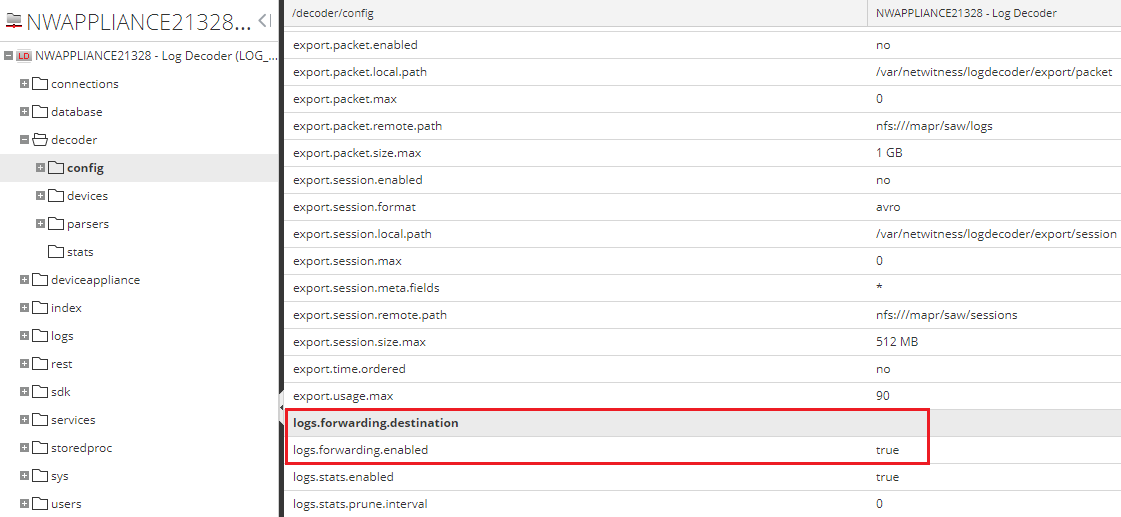 RSA NetWitness のログイベントの転送設定。