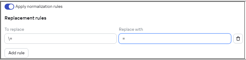 Normalization rules tab.