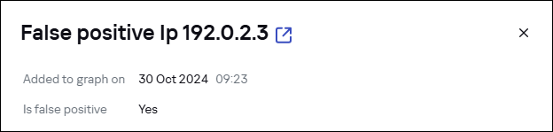 Graph in CyberTrace. Information about a false positive indicator.