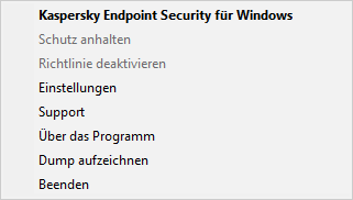 Menü mit Optionen zur Verwaltung der App.