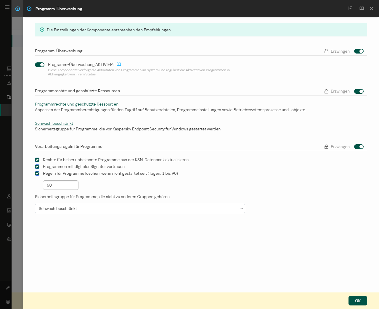 Fenster &bdquo;Einstellungen der Programm-Überwachung&ldquo;.