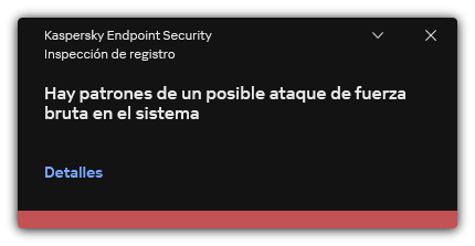 Notificación sobre posible ataque de fuerza bruta. El usuario puede ver información detallada sobre la regla.