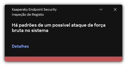Notificação sobre possível ataque de força bruta. O utilizador pode ver informações detalhadas sobre a regra.