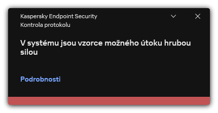 Upozornění na možný útok hrubou silou. Uživatel může zobrazit podrobné informace o pravidle.