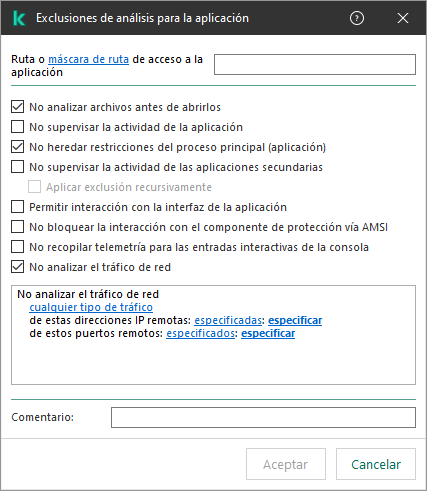 Una ventana con un campo para ingresar la ruta a un archivo o carpeta. Se pueden usar máscaras.