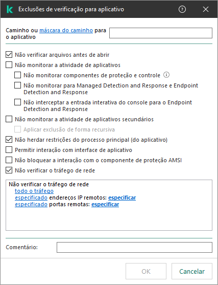 Uma janela com campo para inserir o caminho para o arquivo ou pasta. Máscaras podem ser usadas.