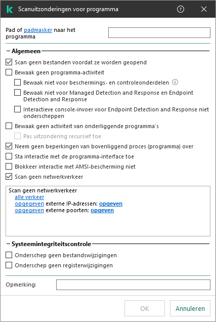 Een venster met een veld voor het invoeren van het pad naar een bestand of map. Er kunnen maskers worden gebruikt.