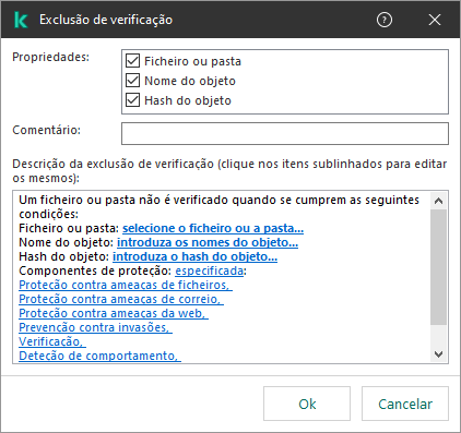 Uma janela com ferramentas de seleção de exclusão. O utilizador pode selecionar ficheiro ou pasta, introduzir um nome de objeto ou hash.