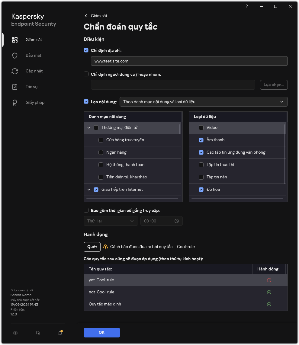 Cửa sổ kết quả kiểm tra tài nguyên web.
