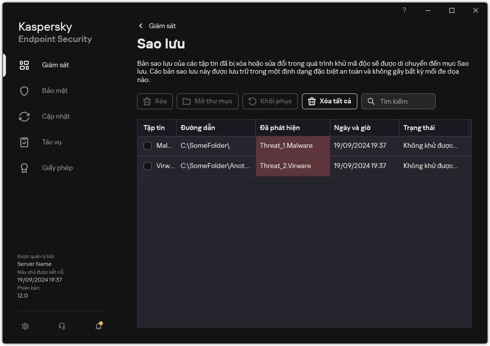 Cửa sổ sao lưu.