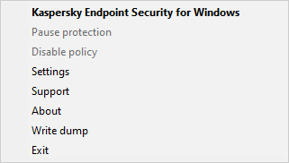 Menu with application control options.