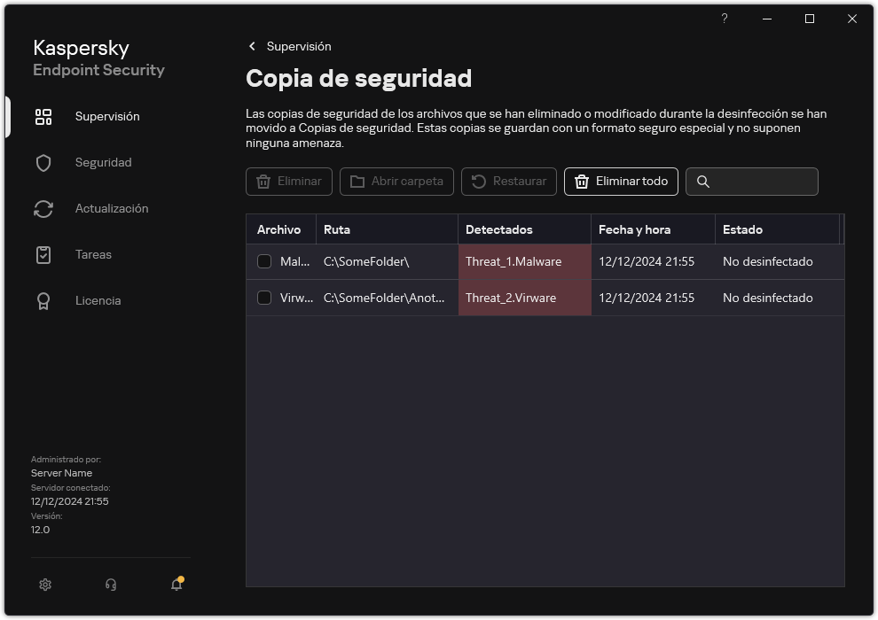 Ventana de copia de seguridad.