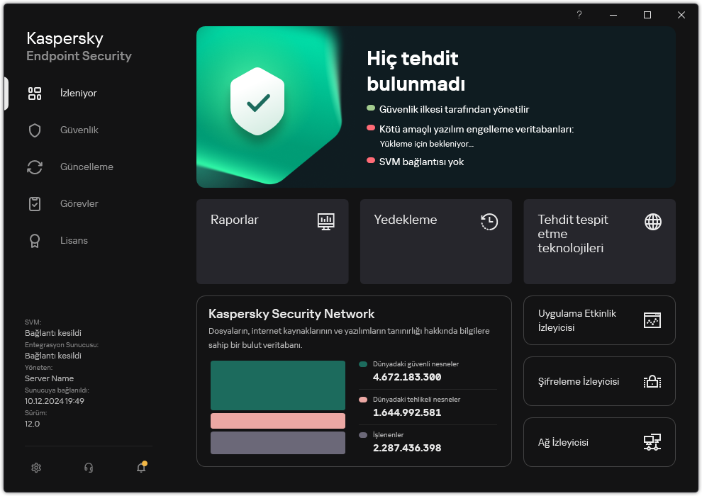 Light Agent'ın ana penceresi.