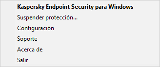 Menú con opciones de control de aplicaciones.