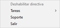 Menú con elementos de control de aplicaciones en una interfaz simplificada.