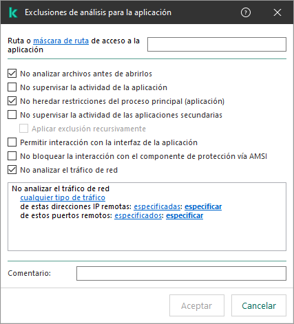 Una ventana con un campo para ingresar la ruta a un archivo o carpeta. Se pueden usar máscaras.