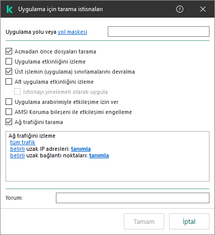 Bir dosya veya klasörün yolunu girmek için alan içeren bir pencere. Maskeler kullanılabilir.