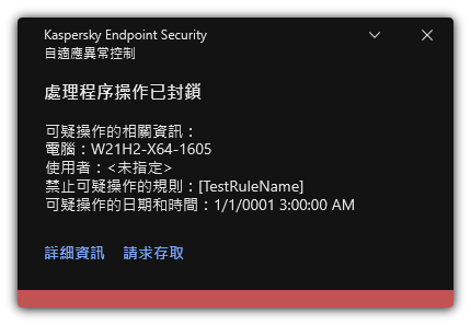 規則觸發通知。使用者可以建立處理動作允許請求。