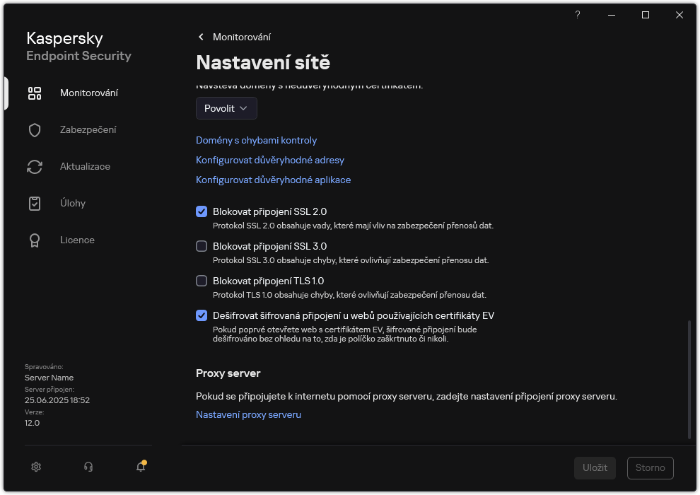 Okno Nastavení pravidla sítě aplikace.