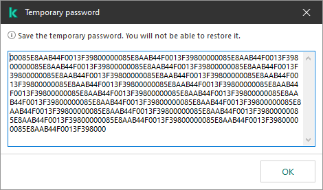 A window with a temporary password.