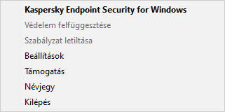 Alkalmazásfelügyeleti lehetőségeket tartalmazó menü.