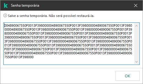 Uma janela com uma senha temporária.