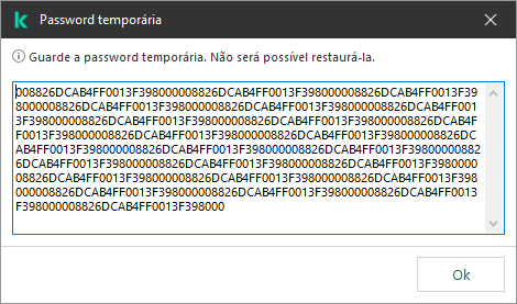 Uma janela com uma password temporária.