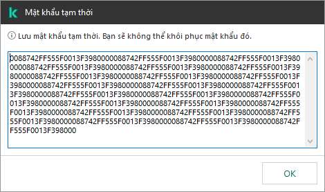 Một cửa sổ chứa một mật khẩu tạm thời.