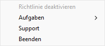 Menü mit Elementen der „Programmkontrolle“ auf einer vereinfachten Benutzeroberfläche.