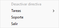 Menú con elementos de control de aplicaciones en una interfaz simplificada.