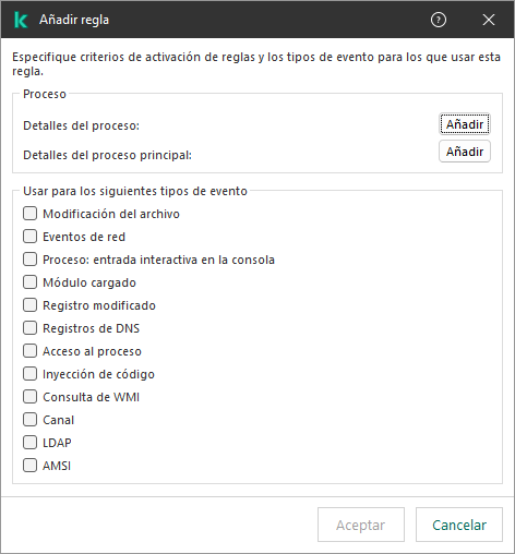 Ventana de exclusión de telemetría de EDR