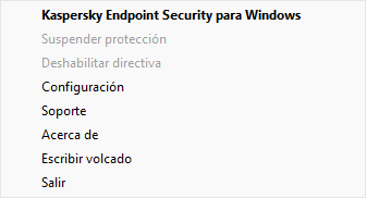 Menú con opciones de control de aplicaciones.