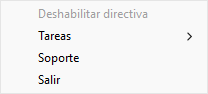 Menú con elementos de control de aplicaciones en una interfaz simplificada.